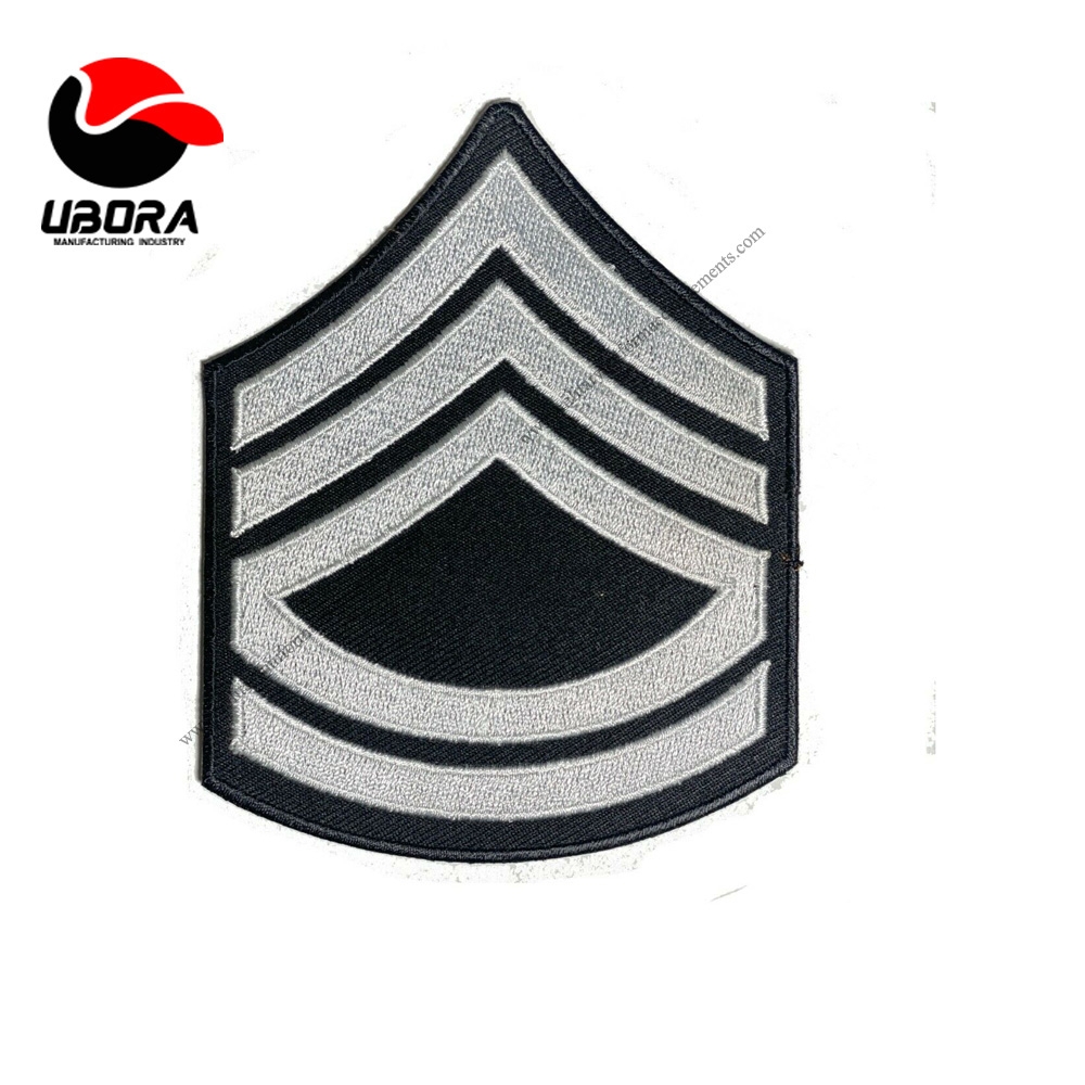 silver color Embroidered Iron on Sew on patch For uniform accessories Wholesale Custom Made Navy 